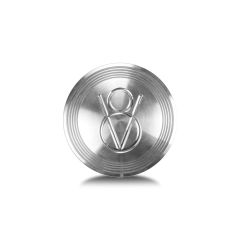 Horn Button, Billet Aluminum, Single Contact, Domed V-8 Logo, Machined Finish fo
