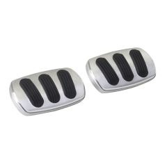 CURVED BRAKE/CLUTCH PEDAL PADS FOR '55-'57 CHEVY WITH RUBBER INSERT PAIR