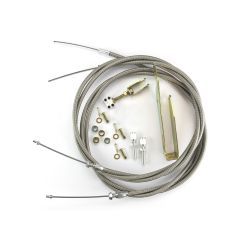 96" HI-TECH STAINLESS EMERGENCY BRAKE CABLES FOR WILWOOD MC4 W/ TRANSMOUNT BRACK