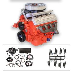 14" Classic Crate Engine, LS3 495 HP, painted orange with cast finish SB Chevy V
