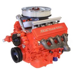 14" Classic Crate Engine, LS3 495 HP, painted orange with orange SB Chevy Valve
