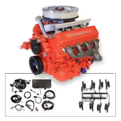 14" Classic Crate Engine, LS3 495 HP, painted orange with orange SB Chevy Valve