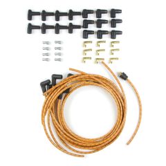PLUG WIRE KIT 90D PLUG, HEI/POINTS ENDS, CUT TO FIT TAN WITH BLACK & RED TRACERS