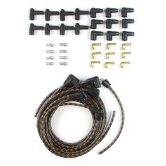 PLUG WIRE KIT 90D PLUG, HEI/POINTS ENDS, CUT TO FIT BLACK WITH ORANGE TRACERS
