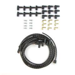 PLUG WIRE KIT 90D PLUG, HEI/POINTS ENDS, CUT TO FIT BLACK WITH WHITE TRACERS