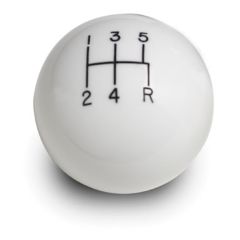 SHIFT KNOB SOLID RESIN 2" ROUND WHITE 5 SPEED