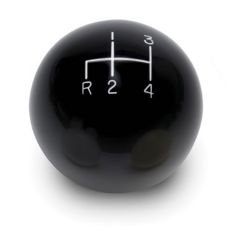 SHIFT KNOB SOLID RESIN 2" ROUND BLACK 4 SPEED REVERSE DOWN LEFT
