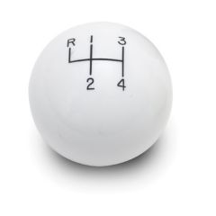 SHIFT KNOB SOLID RESIN 2" ROUND WHITE 4 SPEED REVERSE UP LEFT