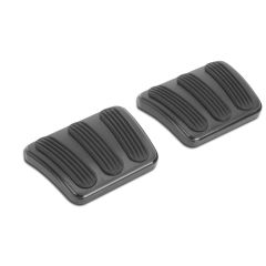 CURVED BLACK BRAKE/CLUTCH PEDAL PADS FOR '62-'72 CHEVY II/NOVA WITH RUBBER INSER